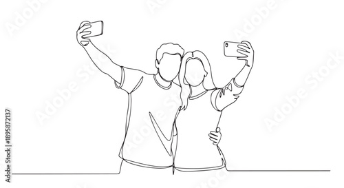 A loving couple capturing a memorable moment with a selfie, showcasing their joy and connection