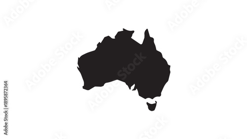 Australia Map Silhouette Simple Black Vector Graphic Design Element for Travel