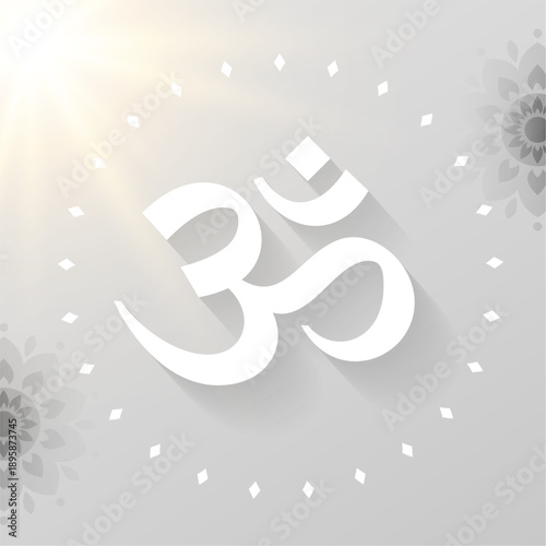 hindu vedic om symbol with light effect