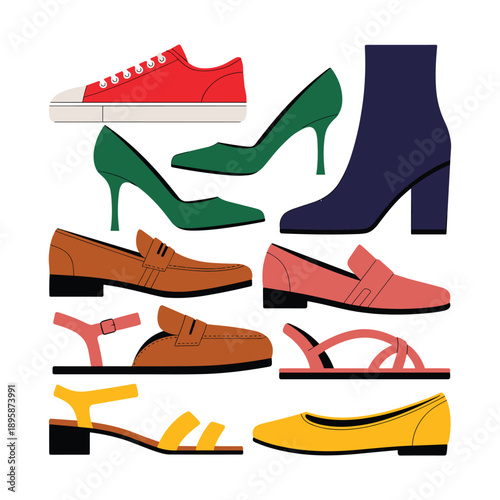 Colorful Footwear Collection Illustration