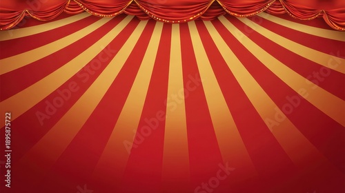 Vibrant Circus Tent Background with Bold Red and Gold Stripes Perfect for Creative Projects