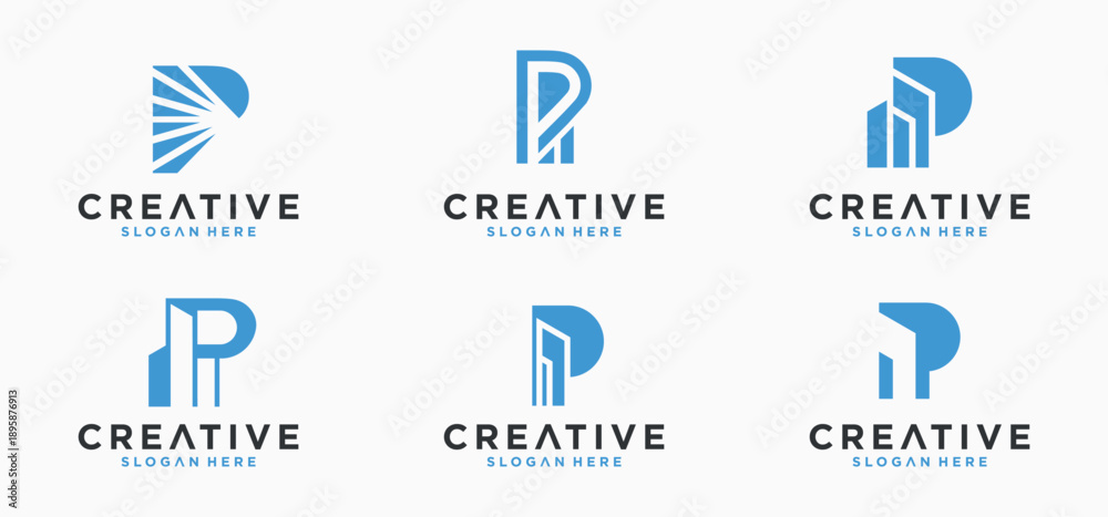 Obraz premium Collection of Initial p Logos with modern designs, initial p logos for technology companies.