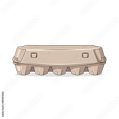 Closed brown cardboard egg carton illustration featuring recessed areas designed for protecting delicate contents during transport and storage.