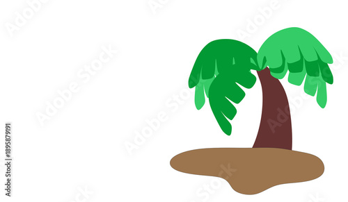Simple Coconut Tree Illustration on White Background