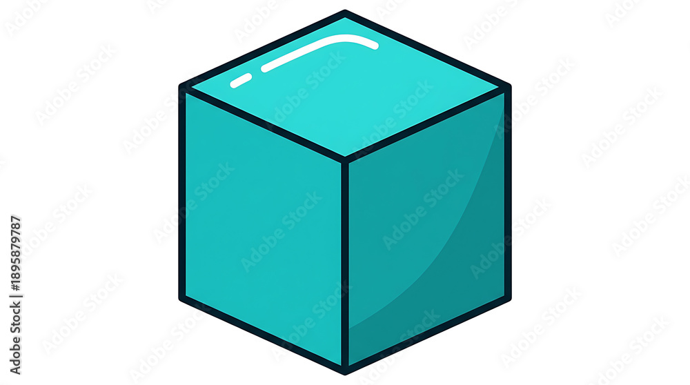 Fototapeta premium Isometric Turquoise Block Illustration for Digital Design and Conceptual Visualization, Isolated on White Background, Ready to Use