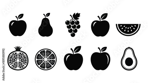 Assorted silhouettes of fruits Vector