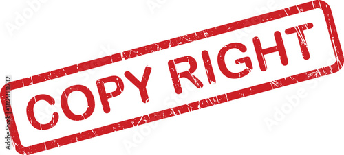 A bold red rubber stamp with the words COPY RIGHT inside a rectangular border on a clean white background