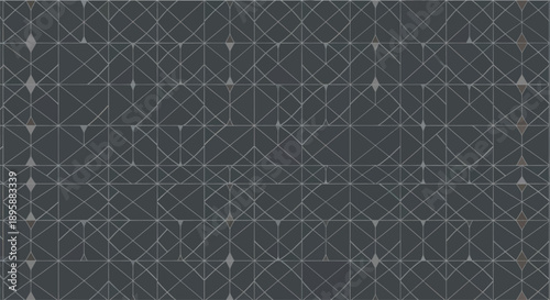 Geometric pattern with intersecting lines and diamond shapes on dark background, abstract vector art