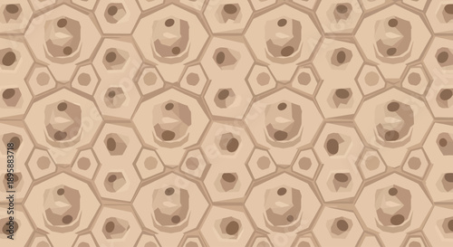 Abstract cellular or honeycomb pattern in muted brown and beige tones, flat design.
