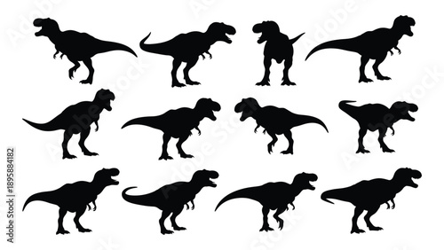 Collection of t-rex silhouettes Vector