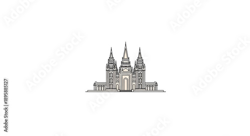 Mormon Temple Salt Lake City Utah Illustration.