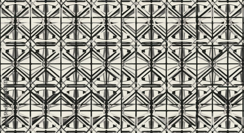 Geometric abstract pattern with repeating diamond and square shapes in monochrome tones