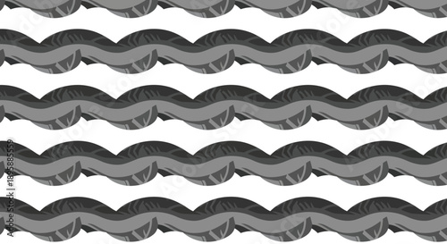 Monochromatic wavy lines pattern, abstract geometric design, seamless repetition of curved shapes