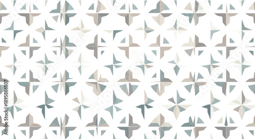 Geometric abstract pattern with star-like shapes in muted colors, repeating background