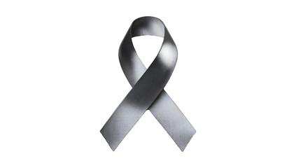 Silver Awareness Ribbon Symbol on White Background for Support and Advocacy