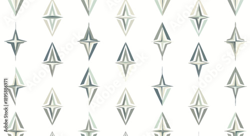 Geometric diamond shapes with star-like accents arranged in a repeating pattern on a white background.