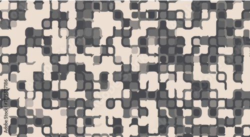 Abstract geometric pattern with rounded squares in shades of grey and beige, repeating background