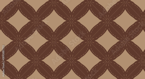 Brown interlocking oval shapes with stitched detail in a repeating geometric pattern