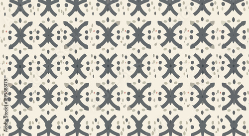 Abstract geometric repeating pattern in muted grey and beige tones, flat design style
