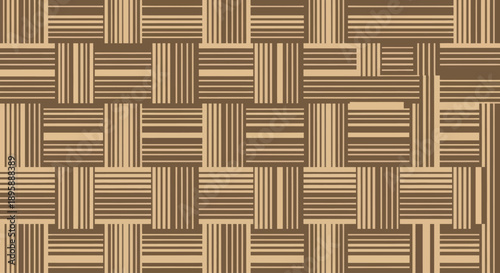 Woven texture of brown and beige stripes creating a basketweave pattern background