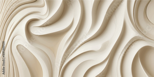 Modern Abstract Wood Carving Pattern Background with Flowing Curved Timber Layers Variation 