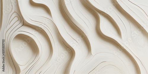 Modern Abstract Wood Carving Pattern Background with Flowing Curved Timber Layers Variation 