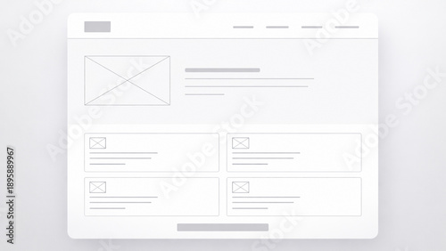 Minimal Website Wireframe Mockup on White Background