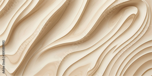 Premium Sculpted Wood Panel Background with Smooth Layered Contour Design Variation 