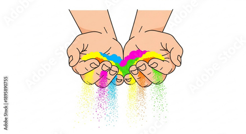 Three young women celebrating friendship with colorful balloons and banners on a light blue background