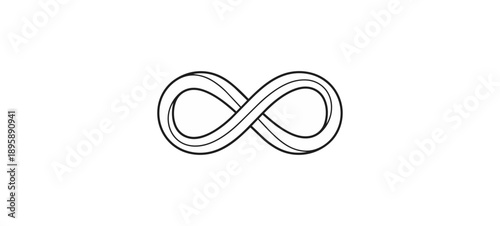 Infinity symbol white on black background concept illustration