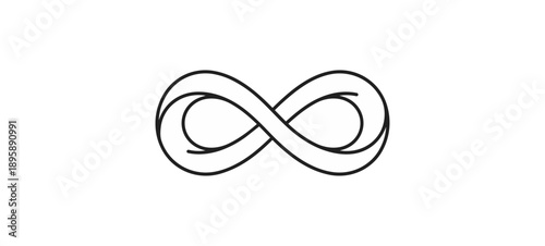 Infinity symbol white outline on black background graphic