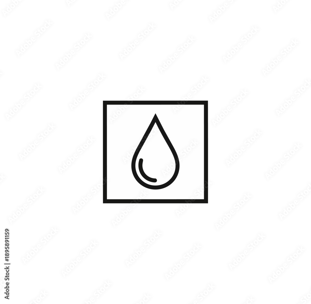 Fototapeta premium Water drop icon within a square frame isolated on black background