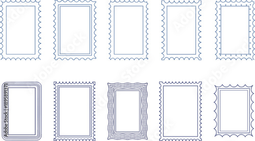 Collection of decorative stamp frames and borders isolated on transparent background