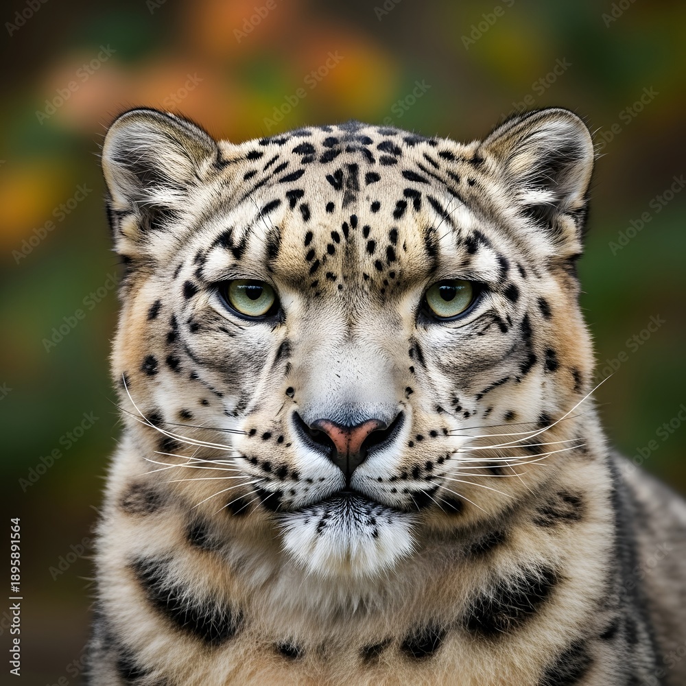 Obraz premium Close up portrait of a majestic snow leopard wild animal face