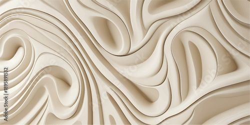 Modern Abstract Wood Carving Pattern Background with Flowing Curved Timber Layers Variation 