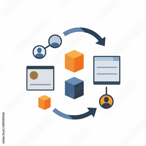 Abstract subscription economy business model vector illustration on white background