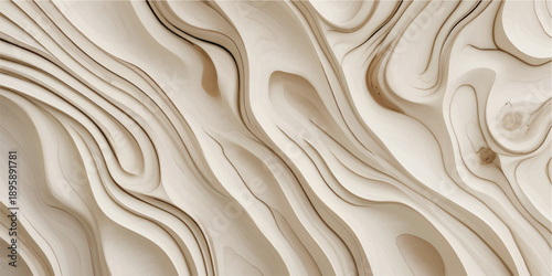 Minimal Organic Wooden Layer Texture with Soft Curved Surface Design Variation 