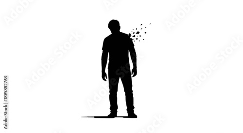 Silhouette of a man with exploding head