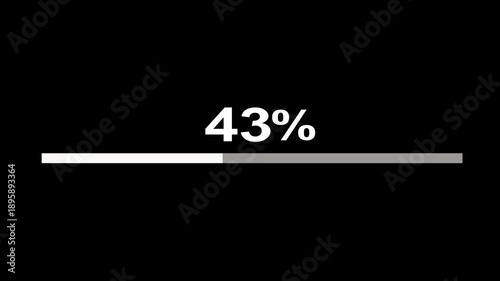  Line bar loading processing 0 to 72  loading animation, on black screen.Retro loading line bar animation. 4k video.