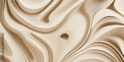 Smooth wood texture background with a flowing golden silk pattern and luxury chocolate satin fabric waves
