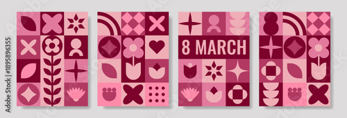 March Geometric Abstract Poster Set