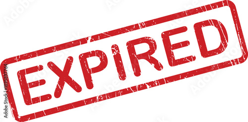 A weathered red rubber stamp impression clearly showing the word EXPIRED on a bright white background