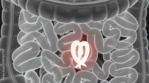 Animated 3D Medical Visualization of Human Digestive System with Highlighted Intestine
