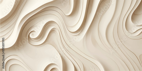 Luxury White Wooden Wall Panel Background With Layered Carved Pattern For Modern Interior Design And Architecture