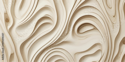 Wooden texture pattern with brown wavy surface and artistic design elements