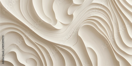 Abstract wooden texture with curved waves creating a natural, decorative pattern in light brown shades
