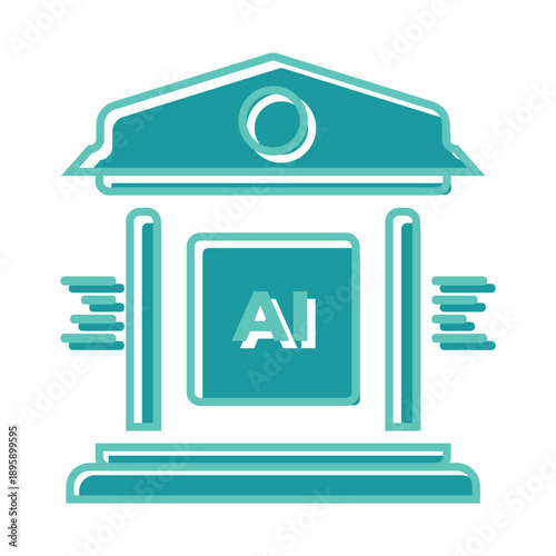 AI governance flat line icon