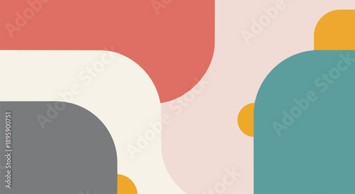 Abstract Geometric Shapes with Rounded Corners and Pastel Color Palette