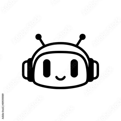 Cute and Friendly Chatbot Robot Head Vector Icon