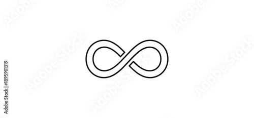 Infinity symbol white on black background concept illustration